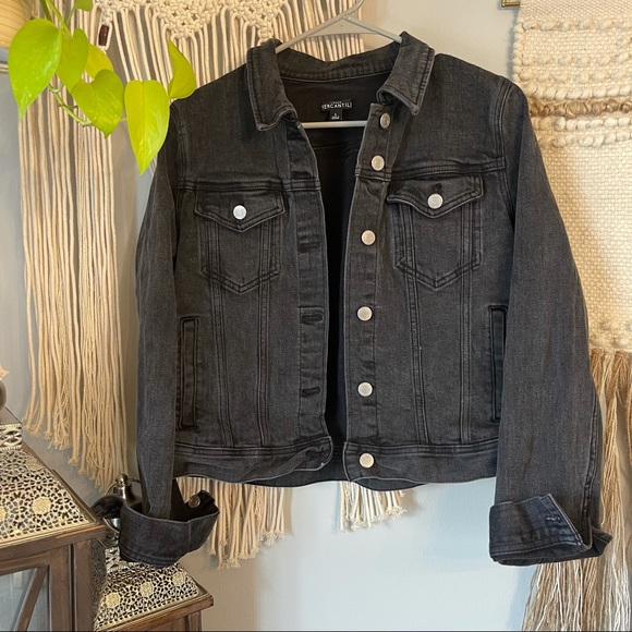 J. Crew Distressed Black Jean Jacket